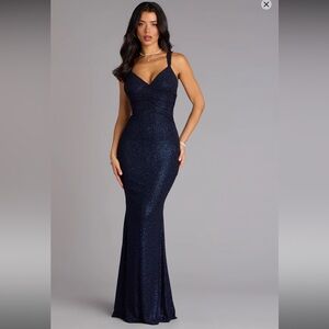 Elegant Navy Blue Evening Gown